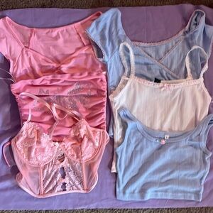 pink/blue/white shirt bundle